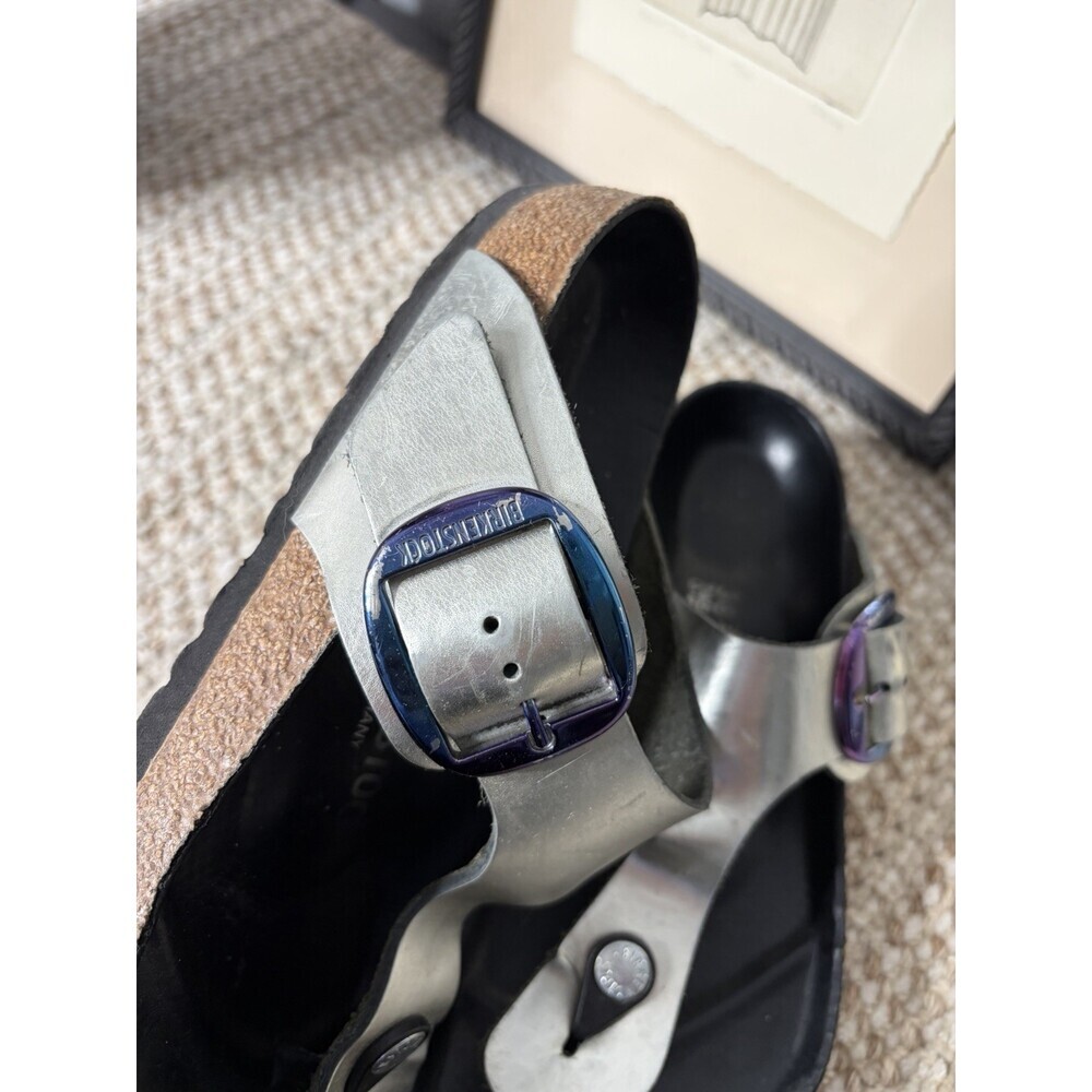 Birkenstock Womens Gizeh Thong Sandals Metallic Silver US8/EU38 Wide/Regular Fit - Picture 7 of 13